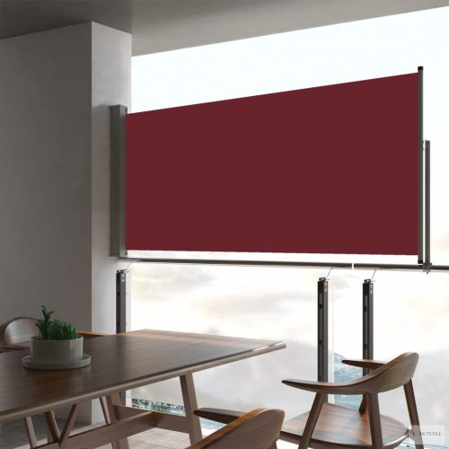 Piros kihúzható oldalsó terasz napellenző 60 x 300 cm