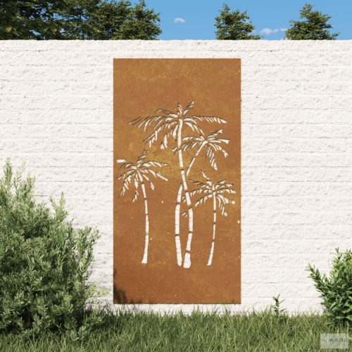 Pálmafa mintás corten acél kerti faldísz 105 x 55 cm