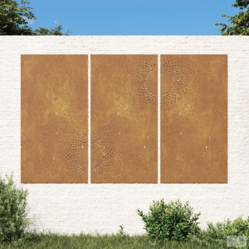 3 db napmintás corten acél kerti faldísz 105 x 55 cm