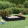 Fekete négyszögű tömör fenyőfa homokozó ülésekkel