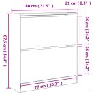 Betonszürke szerelt fa cipőszekrény 80 x 21 x 87,5 cm