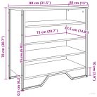 Fekete szerelt fa cipőszekrény 80 x 38 x 78 cm