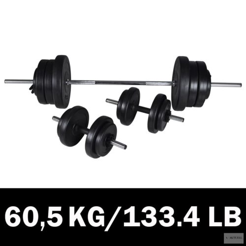 Kétkezes súlyzó + 2 egykezes súlyzó szett 60,5 kg