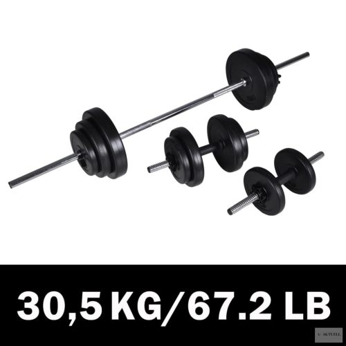 Kétkezes súlyzó + 2 egykezes súlyzó szett 30,5 kg