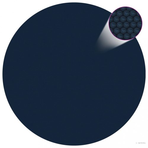 Fekete és kék napelemes lebegő PE medencefólia 455 cm