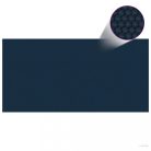 Fekete és kék napelemes lebegő PE medencefólia 975 x 488 cm