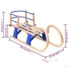 Összecsukható furnérlemez szánkó háttámlával 110 cm